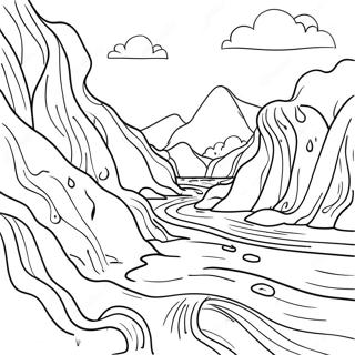 Raging River Flooding Coloring Page | Flood coloring page
