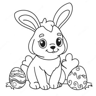 Cute Easter Dog with Bunny Ears Coloring Page | Easter Dog coloring page