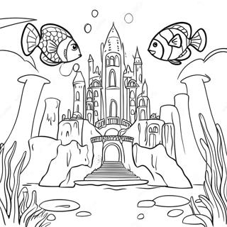 Atlantis Underwater City Coloring Page | Atlantis coloring page
