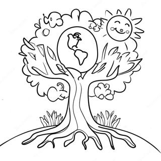 Kindergarten Earth Day Tree Coloring Page | Kindergarten Earth Day coloring page