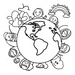 Happy Earth Day Kids Coloring Page | Kindergarten Earth Day coloring page
