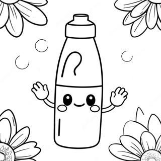 Cute Water Bottle Coloring Page | Drinking Water coloring page