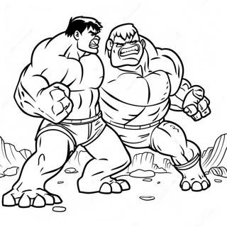 Hulk vs Abomination Epic Battle Coloring Page | Hulk vs Abomination coloring page
