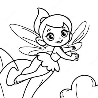 Tinker Bell Flying in the Sky Coloring Page | Disney Fairies coloring page