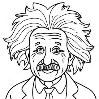 Funny Albert Einstein with Crazy Hair Coloring Page | Albert Einstein coloring page