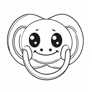 Cute Pacifier with Smiley Face Coloring Page | Pacifier coloring page