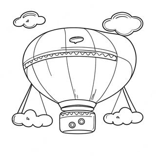 Colorful Blimp in the Sky Coloring Page | Blimp coloring page