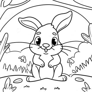 Playful Rabbit in Burrow Coloring Page | Animals That Live Underground coloring page