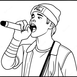 Justin Bieber Singing on Stage Coloring Page | Justin Bieber coloring page