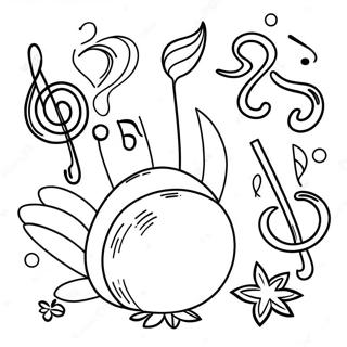 Thanksgiving Music Notes Coloring Page | Thanksgiving Music coloring page