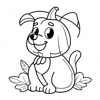 Cute Pumpkin Dog Coloring Page | Halloween Dog coloring page