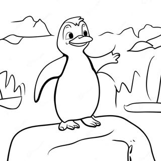 Tacky the Penguin on an Iceberg Coloring Page | Tacky the Penguin coloring page