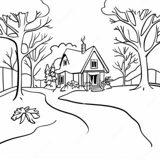 Snowy Day Winter Wonderland Coloring Page | Snowy Day coloring page