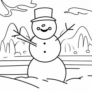 Snowy Day Fun with Snowman Coloring Page | Snowy Day coloring page