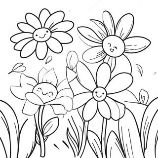 Colorful Spring Flowers Coloring Page | Spring Forward coloring page