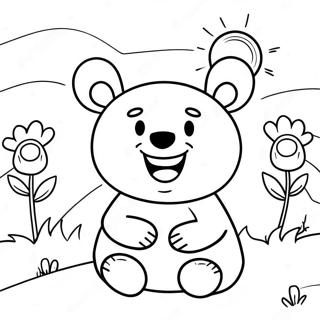 Happy Funshine Bear in the Sunshine Coloring Page | Funshine Bear coloring page