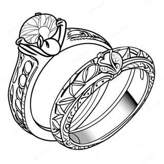 Elegant Wedding Ring Coloring Page | Wedding Ring coloring page