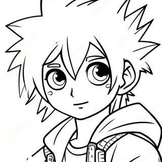 Cool Emo Anime Boy with Spiky Hair Coloring Page | Boy Emo Anime coloring page