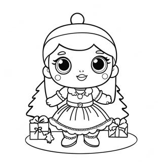 Sparkling LOL Doll Christmas Tree Coloring Page | Lol Doll Christmas coloring page