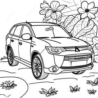 Mitsubishi Outlander SUV Coloring Page | Mitsubishi coloring page