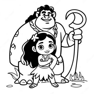 Maui and Moana Adventure Coloring Page | Moana coloring page