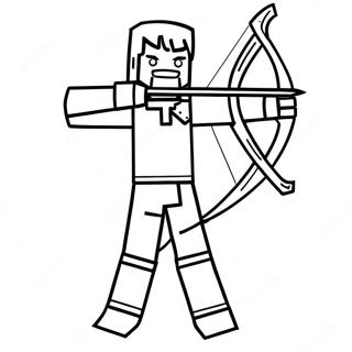 Minecraft Archer Character Coloring Page | Minecraft Bow and Arrow coloring page