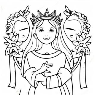 Beautiful May Crowning Ceremony Coloring Page | May Crowning coloring page