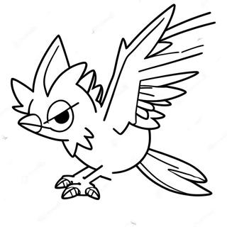 Zapdos Flying in the Sky Coloring Page | Zapdos coloring page
