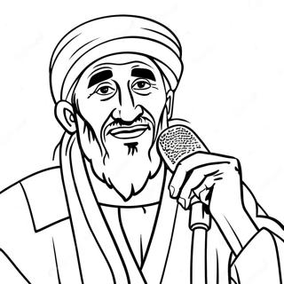 DD Osama with Microphone Coloring Page | DD Osama coloring page