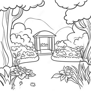 Renoir's Beautiful Garden Coloring Page | Renoir coloring page