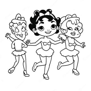 Betty Boop Dancing with Friends Coloring Page | Betty Boop coloring page