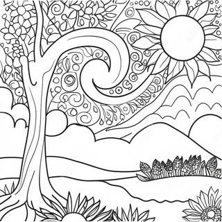 Glittery Starry Night Coloring Page | Sparkle coloring page