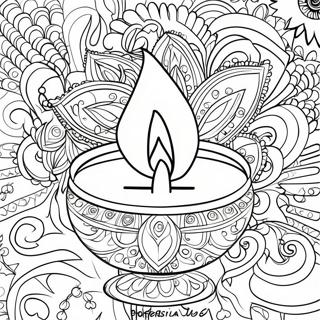 Decorative Diya Coloring Page | Diya coloring page