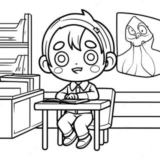 Hanako Kun i Skrämmande Klassrum Målarbok | Toalettbunden Hanako Kun målarbild