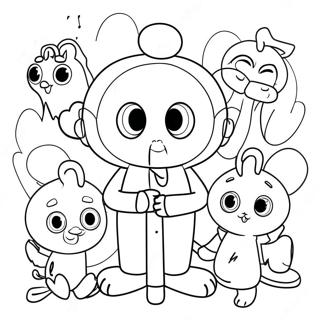 Pinky Malinky with Friends Coloring Page | Pinky Malinky coloring page