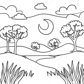 Minimalist Nature Scene Coloring Page | Minimalist coloring page