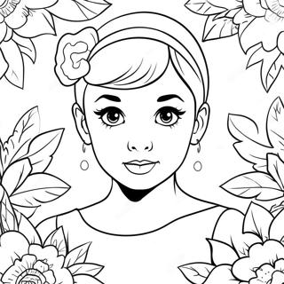 Cute Audrey with a Flower Coloring Page | Audrey coloring page