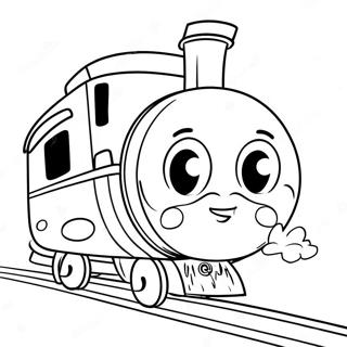 Cute Train Eater with Big Eyes Coloring Page | Train Eater coloring page