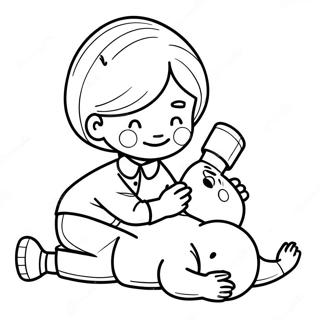 Child Performing CPR Coloring Page | CPR coloring page