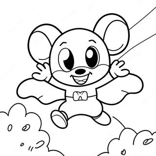 Mighty Mouse Flying Adventure Coloring Page | Mighty Mouse coloring page