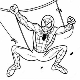 Creepy Zombie Spiderman Swinging Coloring Page | Zombie Spiderman coloring page