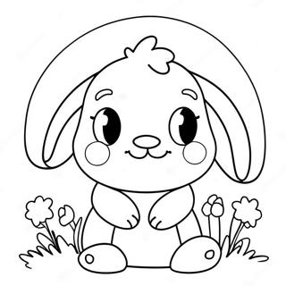 Cute Bunny with Flowers Coloring Page | Bunny Printout coloring page