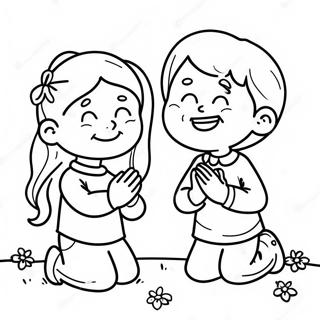 Joyful Children Praying Coloring Page | God is Good coloring page