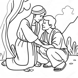 Good Samaritan Helping a Stranger Coloring Page | Good Samaritan coloring page
