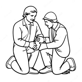 Caring Good Samaritan with a First Aid Kit Coloring Page | Good Samaritan coloring page