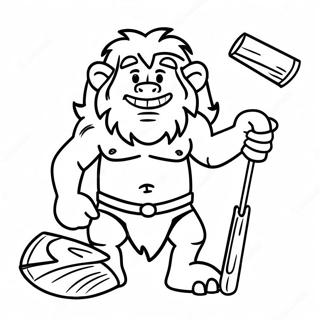 Funny Caveman with Club Coloring Page | Caveman coloring page