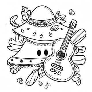 Colorful Cinco de Mayo Fiesta Coloring Page | Preschool Cinco de Mayo coloring page