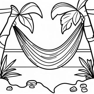 Hammock in a Tropical Paradise Coloring Page | Hammock coloring page