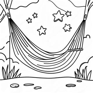 Cozy Hammock Under a Starry Sky Coloring Page | Hammock coloring page