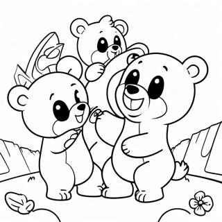 Teddiursa Playing with Friends Coloring Page | Teddiursa coloring page